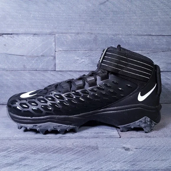 NIKE Force Savage Pro 2 Shark Rubber Football Cleats Men 12.5 WIDE Black Linemen